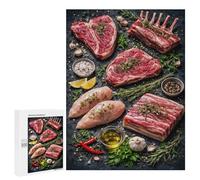 Puzzle for Adults 500 PCS Raw Meat Assortment with Herbs And Spices Adult Jigsaw Puzzles Hand Speed Race Parent-child Interaction Deal As Gifts for The Whole Family 500 PCS