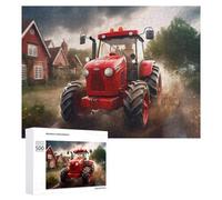 Puzzle for Adults 500 PCS Rustic Red Tractor in Action Puzzle for Adults Brain Teaser Game Difficult Challenge for Is Ideal As A Gift 500 PCS