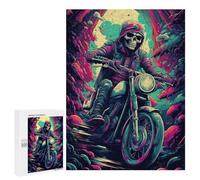 Puzzle for Adults 500 PCS Skull Rider Neon Dreams -1 Puzzle for Adults Brain Teaser Game Difficult Challenge for Is Ideal As A Gift 500 PCS