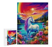 Puzzle for Adults 500 PCS Unicorn in A Rainbow Garden Puzzle for Adults Brain Teaser Game Difficult Challenge for Is Ideal As A Gift 500 PCS