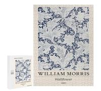 Puzzle for Adults 500 PCS William Morris Wallflower Floral Blue Adult Jigsaw Puzzles Hand Speed Race Parent-child Interaction Deal As Gifts for The Whole Family 500 PCS