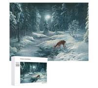 Puzzle for Adults 500 PCS Winter Moonlit Forest Scene Puzzle for Adults Brain Teaser Game Difficult Challenge for Is Ideal As A Gift 500 PCS
