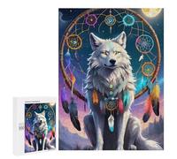 Puzzle for Adults 500 PCS Wolf Spirit Dreamcatcher -2 Puzzle for Adults Brain Teaser Game Difficult Challenge for Is Ideal As A Gift 500 PCS