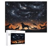 Puzzle for Adults 500 PCS Wolves Under A Starlit Sky Puzzle for Adults Brain Teaser Game Difficult Challenge for Is Ideal As A Gift 500 PCS