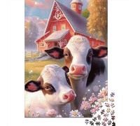 Puzzle for Adults 500 Piece Jigsaw Puzzle Cute Cow Jigsaw Puzzles for Adults Kids Wooden Jigsaw Learning Educational Toy 500pcs (52x38cm)