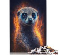 Puzzle for Adults 500 Pieces Fire Animal Meerkat Jigsaw Puzzles for Adults Jigsaw Puzzle for Teens Puzzle Game Toy Gift 500pcs (52x38cm)