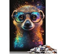 Puzzle for Adults 500 Pieces Meerkat with Glasses Jigsaw Puzzles for Adults Jigsaw Puzzle for Teens Puzzle Game Toy Gift 500pcs (52x38cm)