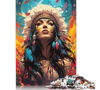 Puzzle for Adults 500 Pieces Native American Woman's Colorful Psychedelic Jigsaw Puzzles for Adults Jigsaw Puzzle for Teens Puzzle Game Toy Gift 500pcs (52x38cm)