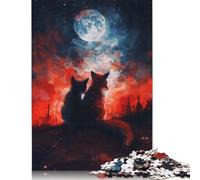 Puzzle for Adults 500 Pieces Two Foxes on The Night Jigsaw Puzzles for Adults Jigsaw Puzzle for Teens Puzzle Game Toy Gift 500pcs (52x38cm)