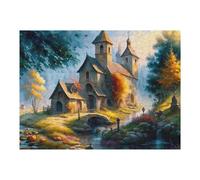 Puzzle for Adults 52x38cm/1000pcs Autumnal Church by The Stream Puzzle for Adults Brain Teaser Game Difficult Challenge for Is Ideal As A Gift 52x38cm/1000pcs