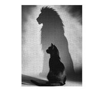 Puzzle for Adults 52x38cm/1000pcs Cat with Lion Shadow Jigsaws for Adults DIY Toys Hand Speed Race Unique Gifts for Birthday And Christmas 52x38cm/1000pcs