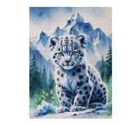 Puzzle for Adults 52x38cm/1000pcs Cute Snow Leopard Cub in Mountains Watercolor Jigsaws for Adults DIY Toys Hand Speed Race Unique Gifts for Birthday And Christmas 52x38cm/1000pcs