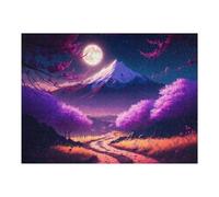 Puzzle for Adults 52x38cm/1000pcs Full Moon Over Cherry Blossom Mountains Puzzle for Adults Brain Teaser Game Difficult Challenge for Is Ideal As A Gift 52x38cm/1000pcs