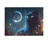 Puzzle for Adults 52x38cm/1000pcs Mystical Night Cat with Moon Teenagers Puzzles Brain Teaser Game Hand Speed Race Birthday And Unique Gifts 52x38cm/1000pcs