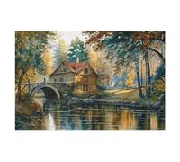 Puzzle for Adults 75x50cm/1000pcs Autumn Mill by The River Puzzle for Adults Brain Teaser Game Difficult Challenge for Is Ideal As A Gift 75x50cm/1000pcs