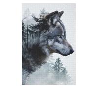 Puzzle for Adults 75x50cm/1000pcs Double Exposure Wolf Puzzle for Adults Brain Teaser Game Difficult Challenge for Is Ideal As A Gift 75x50cm/1000pcs
