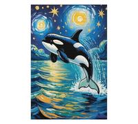 Puzzle for Adults 75x50cm/1000pcs Moonlit Ocean An Orca’s Leap Under The Starry Sky Van Gogh Style Art Jigsaw Puzzle Fun Games Wall Decoration Unique Gifts for Birthday And Christmas 75x50cm/1000pcs