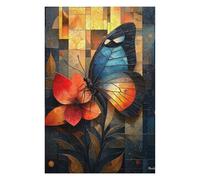 Puzzle for Adults 75x50cm/1000pcs Stained Glass Butterfly on A Vibrant Flower Puzzle for Adults Brain Teaser Game Difficult Challenge for Is Ideal As A Gift 75x50cm/1000pcs