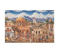 Puzzle for Adults 75x50cm/1000pcs Vibrant Village Scene with Traditional Architecture Puzzle for Adults Brain Teaser Game Difficult Challenge for Is Ideal As A Gift 75x50cm/1000pcs