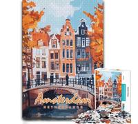Puzzle for Adults Amsterdam Canal Painting 1000pcs (70x50cm) Gift | Enjoy a adult puzzle challenge on rainy days for relaxed downtime.