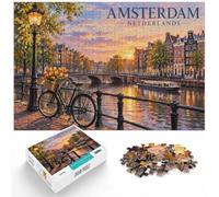 Puzzle for Adults Amsterdam Canal Scene 1000pcs (38x26cm) | For adults who enjoy puzzles over the holidays: Adult jigsaw puzzle with 1000 pieces fits relaxed evenings through December.