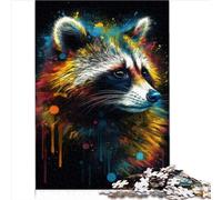 Puzzle for Adults and Children1000 Pieces Racoon painting Jigsaw Puzzles for Adults Kids Jigsaw Puzzles for Adults Educational Game Challenge Toy family fun games (26x38cm)