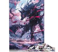 Puzzle for Adults And Teenagers Black Kitsune Sakura 1000 Piece Jigsaw Puzzles Wooden Puzzles Creative Puzzles Jigsaw Learning Educational Toy 1000pcs (75x50cm)