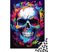 Puzzle for Adults And Teenagers Colorful Artistic Skull 500 Piece Jigsaw Puzzles Wooden Puzzles Creative Puzzles Jigsaw Learning Educational Toy 500pcs (52x38cm)