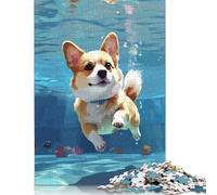 Puzzle for Adults And Teenagers Corgi Dog Swimming 500 Piece Jigsaw Puzzles Wooden Puzzles Creative Puzzles Jigsaw Learning Educational Toy 500pcs (52x38cm)