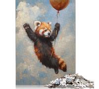 Puzzle for Adults And Teenagers Red Panda Balloon Flying 500 Piece Jigsaw Puzzles Wooden Puzzles Creative Puzzles Jigsaw Learning Educational Toy 500pcs (52x38cm)