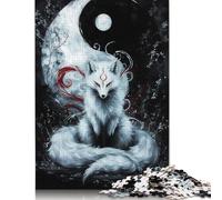 Puzzle for Adults And Teenagers Yin And Yang Kitsune 500 Piece Jigsaw Puzzles Wooden Puzzles Creative Puzzles Jigsaw Learning Educational Toy 500pcs (52x38cm)
