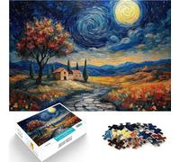 Puzzle for Adults and teenagers1000 Pieces “August Starry Night” Made of cardboard,for and from 14 years and over Educational Games Home Decoration game. Interesting Stress Reduction Gifts。