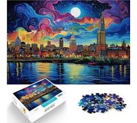 Puzzle for Adults and teenagers1000 Pieces “Boston Skyline” Made of wood,Suitable for ages 14 and up Toy Wall Decor Offered as gifts for the whole family。size:50x75cm/14.96x20.47inch