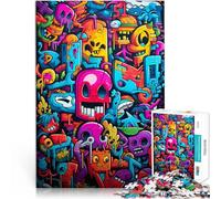 Puzzle for Adults and teenagers1000 Pieces Modern Graffiti Wall Art Made of wood，for age 14+ Assembling the model It is ideal as a gift for the whole family。size：50x75cm/14.96x20.47inch