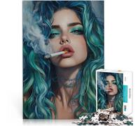 Puzzle for Adults and teenagers2000 Pieces Woman addicted to smoking Made of cardboard Suitable for people aged 14 and above Assembling the model Gift Toys 。size：70x100cm/27.5x39.3inch