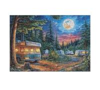 Puzzle for Adults Camper Van Autumn Woodland Moon Camping Leisure Life 300 Pieces Fun Creative And Engaging Perfect for Family Game Nights Or Hobby 300 PCS（40x28cm）