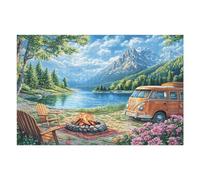 Puzzle for Adults Camper Van Lake Forest Camping Leisure Life Rural Wild 1000 Pieces Fun Creative And Engaging Perfect for Family Game Nights Or Hobby 1000 PCS（75x50cm）