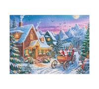 Puzzle for Adults Christmas Carriage Winter Snow Cabin Outdoor 500 Pieces Fun Creative And Engaging Perfect for Family Game Nights Or Hobby 500 PCS（52×38cm）