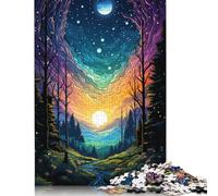 Puzzle for Adults Colorful Psychedelia of Shining Stars in The Forest 尺寸 Piece Jigsaw Puzzles Wooden Puzzles for Adults & Kids Age 12 Years Up For Family Fun 500pcs (52x38cm)
