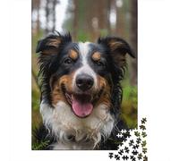 Puzzle for Adults DJ Neon Border Collie 500 Piece Puzzle Wooden Jigsaw Puzzle Puzzles for 18 Year Olds Christmas Birthday Gift 500pcs (52x38cm)