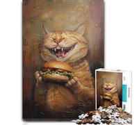 Puzzle for Adults Evil Cat Hamburger Food 1000pcs (70x50cm) Gift | Choose a seasonal puzzle gift for December evenings for calm winter leisure.