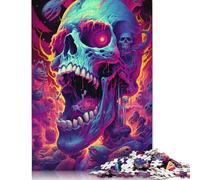 Puzzle for Adults Futuristic Colorful Psychedelic Skull2 尺寸 Piece Jigsaw Puzzles Wooden Puzzles for Adults & Kids Age 12 Years Up For Family Fun 1000pcs (75x50cm)