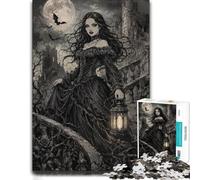 Puzzle for Adults Gothic Woman Moon Castle 1000pcs (38x26cm) Gift | For Christmas and winter evenings, this adult jigsaw puzzle with 1000 pieces fits long December evenings.