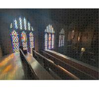 Puzzle for Adults Jigsaw Puzzles Hard Challenging Difficult Family Cool Large Church Stained Glass Pew Old The Past Puzzles for Adults_300pcs
