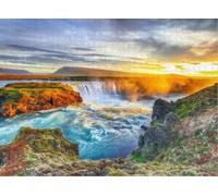 Puzzle for Adults Jigsaw Puzzles Hard Challenging Difficult Family Cool Large Dramatic Sunset View Waterfall Iceland Puzzles for Adults_500pcs