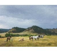 Puzzle for Adults Jigsaw Puzzles Hard Challenging Difficult Family Cool Large Horses at Dawn The Prairie Montana Puzzles for Adults_300pcs