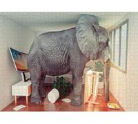 Puzzle for Adults Jigsaw Puzzles Hard Challenging Difficult Family Cool Large Image Elephant Stuck a Small Living Room and Looking to get Out Puzzles for Adults_300pcs