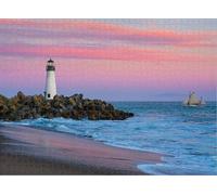 Puzzle for Adults Jigsaw Puzzles Hard Challenging Difficult Family Cool Large Santa Cruz Breakwater Lighthouse Puzzles for Adults_500pcs