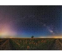 Puzzle for Adults Jigsaw Puzzles Hard Challenging Difficult Family Cool Large Stars and The Moon a Field Sunflowers Puzzles for Adults_300pcs