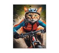 Puzzle for Adults Kids 1000 Piece，Cat doing outdoor sport - mountain biking，Toy Educational Games Home Decoration for Adults& Kids Age 14 Years Up 1000pcs（38x26cm）-AH36